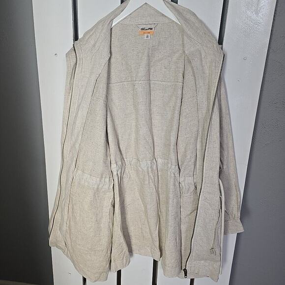 Future Collective x Jenny K Lopez Linen Utility Beige Tan Zip Up 2X Neutral Chic - Picture 5 of 9